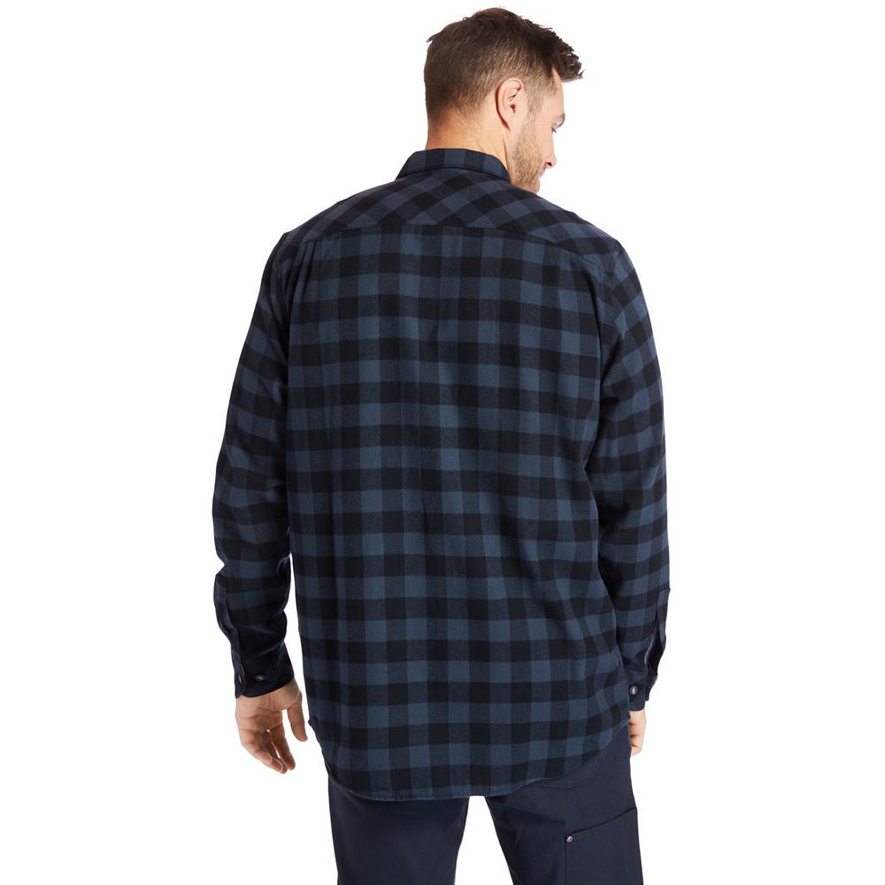 Camasi Timberland Barbati Bleumarin - Pro® Woodfort Mid-Weight Flex Flannel Work - Romania - WXSANQ3